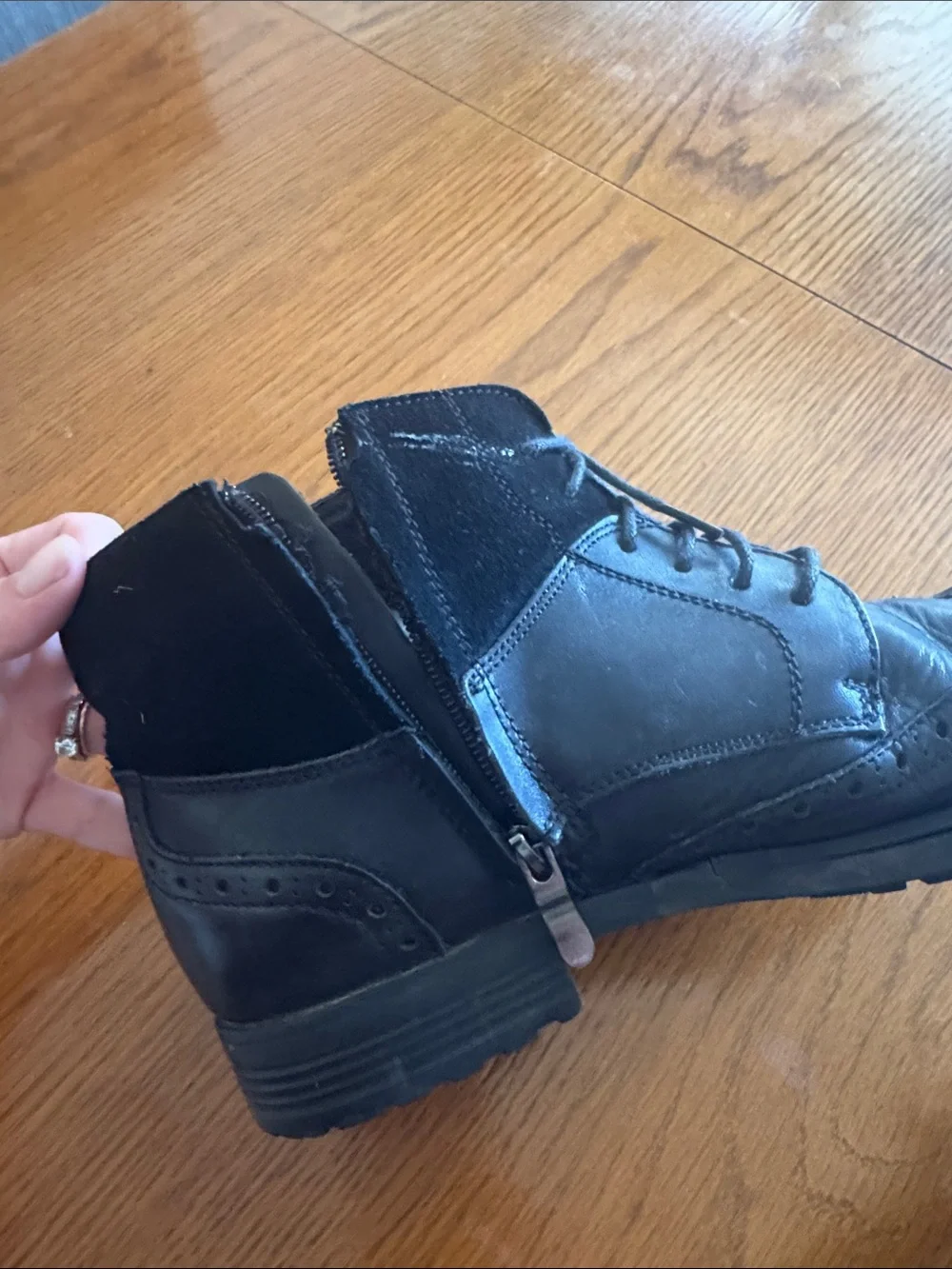 Classic Men’s Black Leather Wingtip Boots